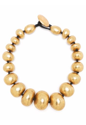 Monies wooden-bead necklace - Gold