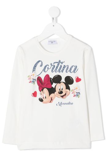 Monnalisa Langarmshirt mit "Cortina"-Print - Weiß