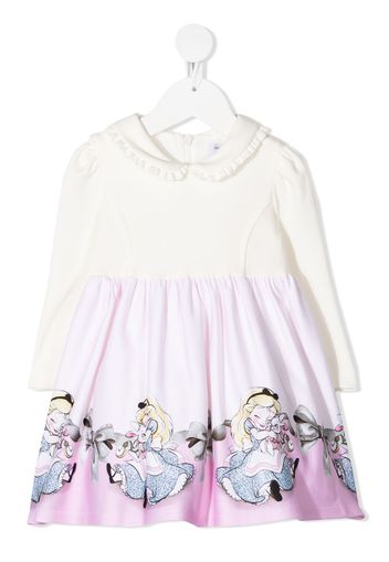 Monnalisa Skaterkleid mit Disney-Print - Weiß