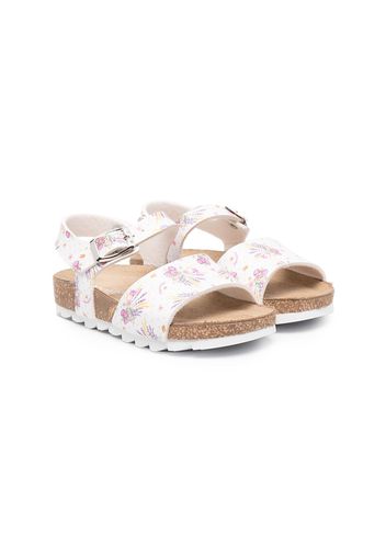 Monnalisa Sandalen mit Blumenstrauß-Print - Weiß