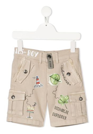 Monnalisa Cargo-Shorts mit Illustrations-Print - Nude