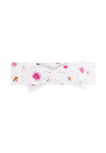 Monnalisa Verziertes Haarband mit Blumen-Print - Weiß