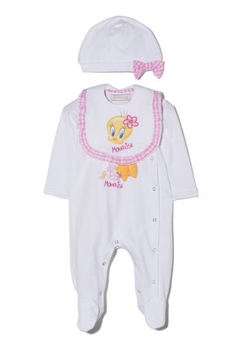 Monnalisa Strampler-Set mit Tweety-Print - Weiß