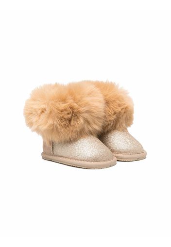 Monnalisa Wildlederstiefel mit Faux Fur - Gold