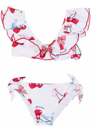 Monnalisa Bikini mit Kirschen-Print - Weiß