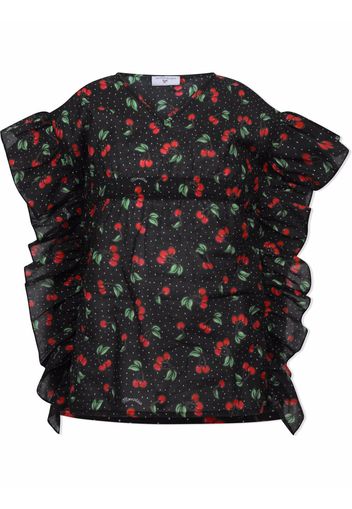 Monnalisa cherries-print sleeveless blouse - Schwarz