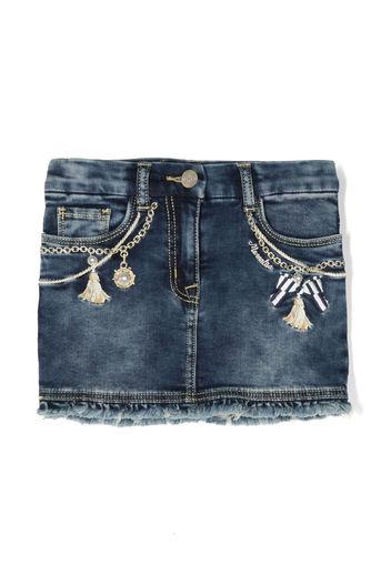 Monnalisa Jeansrock mit Kettenstickerei - Blau