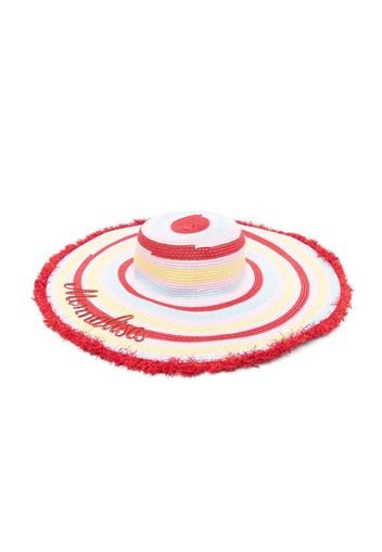 Monnalisa embroidered-logo raffia sun hat - Rosa