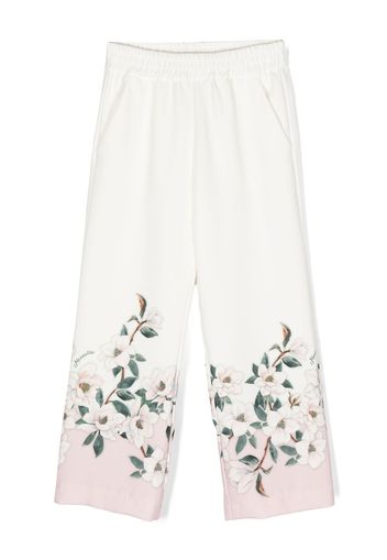 Monnalisa floral-print straight-leg trousers - Weiß