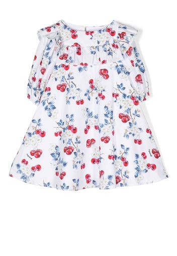 Monnalisa floral-print puff-sleeves dress - Weiß