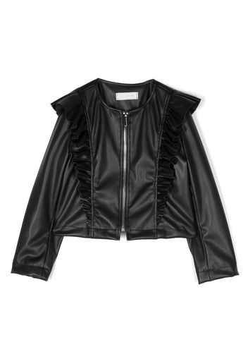 Monnalisa ruffle-trim bomber jacket - Schwarz