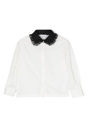 Monnalisa tulle-collar cropped shirt - Weiß