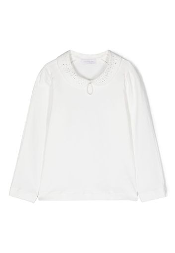 Monnalisa Bluse mit Strass - Weiß