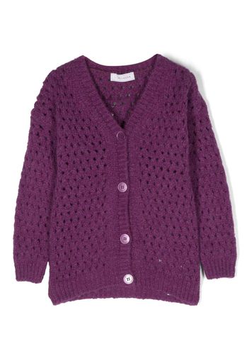 Monnalisa Cardigan mit Lochstrickmuster - Violett