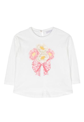 Monnalisa Langarmshirt mit Blumen-Print - Weiß