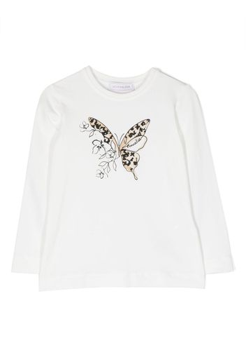 Monnalisa Langarmshirt mit Schmetterling-Print - Weiß