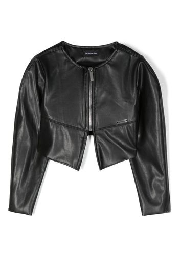 Monnalisa zip-up faux-leather jacket - Schwarz