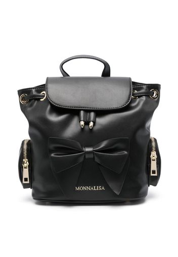 Monnalisa bow-detail leather backpack - Schwarz