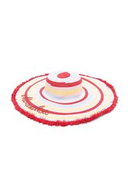 Monnalisa embroidered-logo raffia sun hat - Rosa