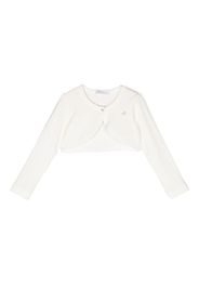 Monnalisa embellished-logo bolero cardigan - Weiß