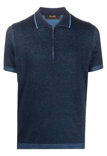 Moorer half-zip knitted polo shirt - Blau