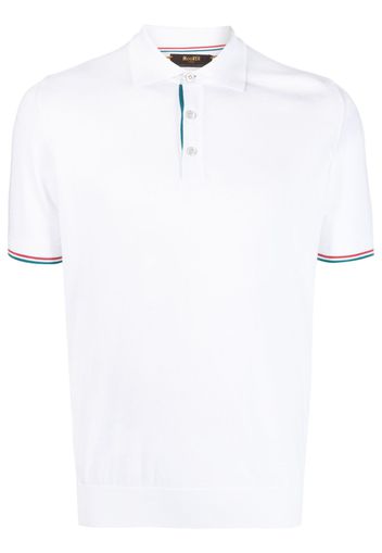 Moorer piqué stripe-trim polo shirt - Weiß