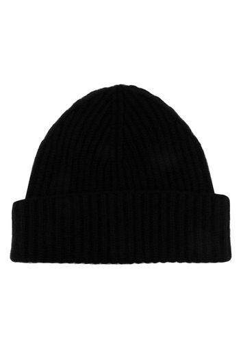 Moorer logo-tag knitted cashmere beanie - Schwarz