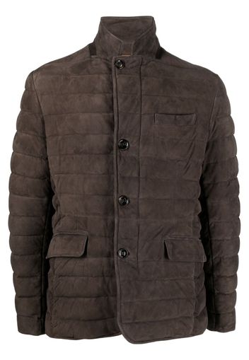 Moorer padded leather jacket - Braun