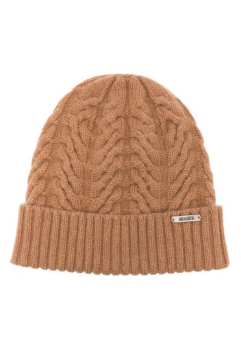 Moorer logo-plaque cashmere beanie - Braun