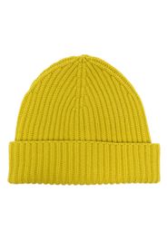 Moorer logo-tag knitted cashmere beanie - Gelb