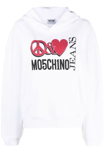 MOSCHINO JEANS graphic logo-print hoodie - Weiß