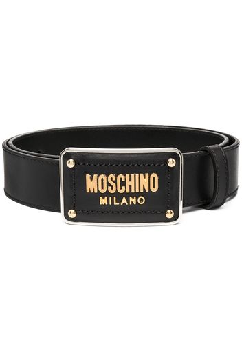 Moschino Gürtel mit Emaille-Schnalle - Schwarz