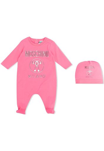 Moschino Kids Body und Mütze mit Metallic-Logo - Rosa