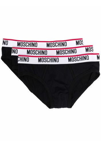 Moschino 3er-Set Slips mit Logo-Bund - Schwarz