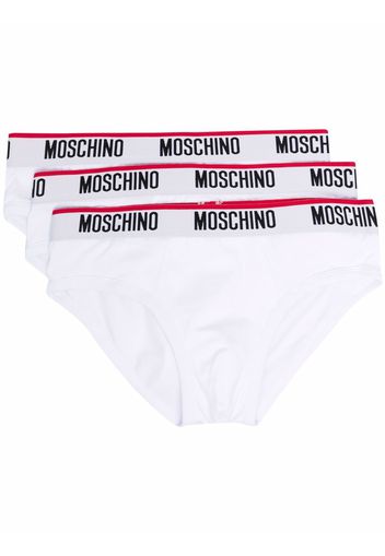 Moschino 3er-Set Slips mit Logo-Bund - Weiß