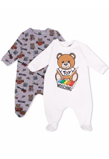 Moschino Kids Strampler-Set mit Teddy-Print - Weiß