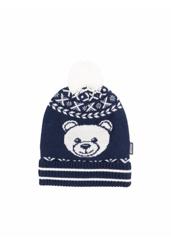 Moschino Kids Mütze mit Fair-Isle-Muster - Blau