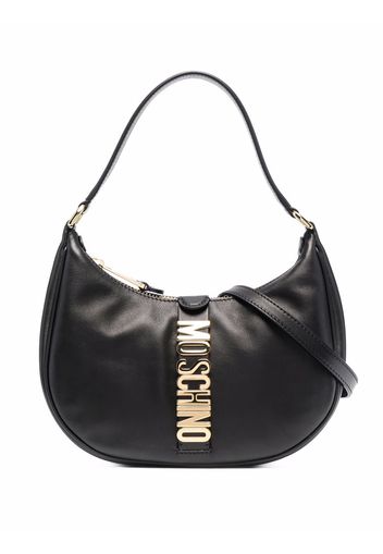 Moschino logo plaque shoulder bag - Schwarz