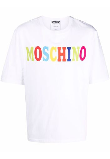 Moschino T-Shirt in Colour-Block-Optik - Weiß