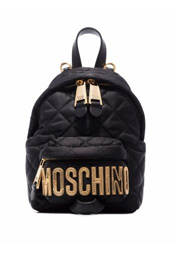 Moschino quilted logo-plaque backpack - Schwarz
