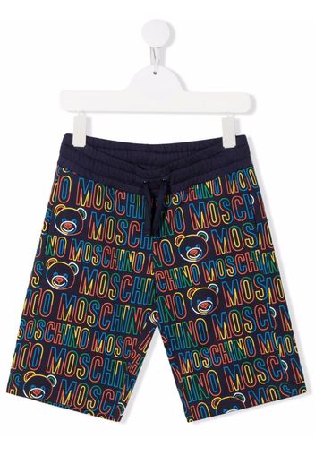 Moschino Kids Shorts mit Logo-Print - Blau