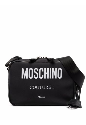 Moschino logo-print zipped shoulder bag - Schwarz