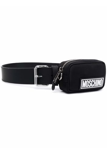 Moschino logo-print leather belt bag - Schwarz