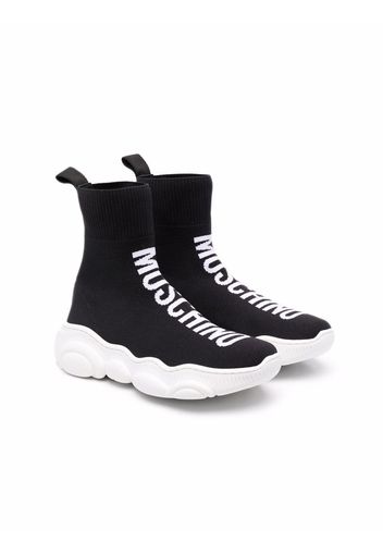 Moschino Kids logo print sock sneakers - Schwarz