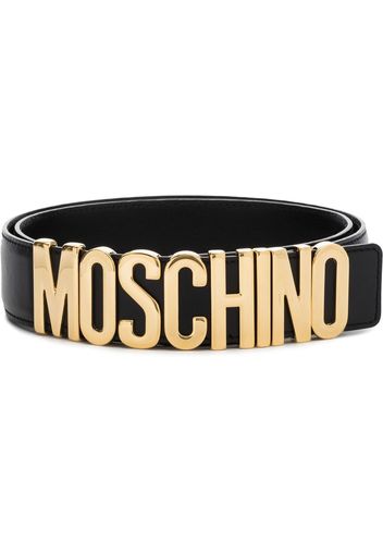 Moschino logo-plaque belt - Schwarz