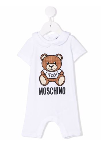 Moschino Kids logo-embroidered cotton romper - Weiß
