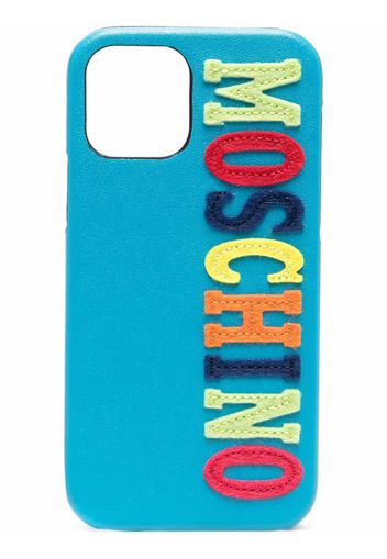 Moschino letter-patch iPhone 12/12 Pro case - Blau