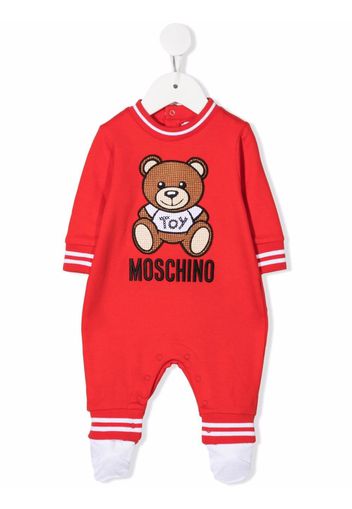 Moschino Kids Teddy-embroidered babygrow - Schwarz