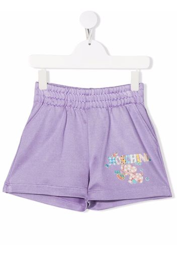 Moschino Kids logo-print elasticated shorts - Violett