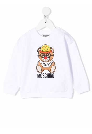 Moschino Kids Teddy Bear clown-embroidered sweatshirt - Weiß